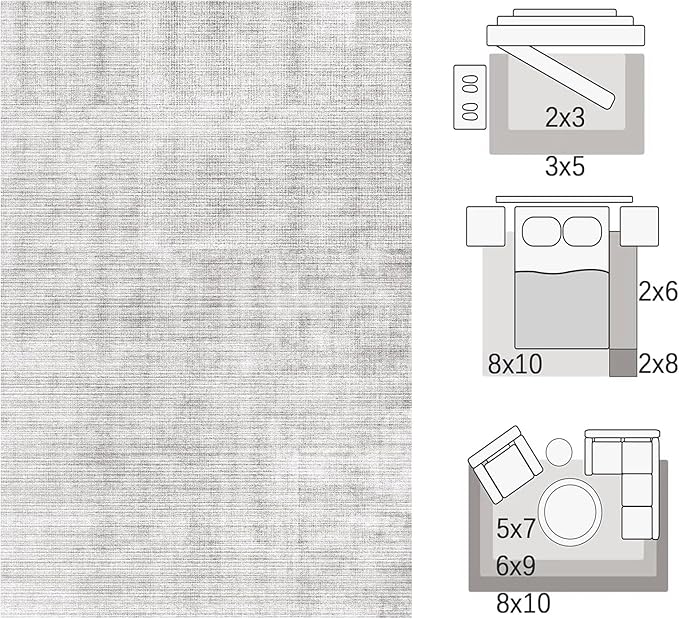 Area Rugs 5x7, Soft Machine Washable Rugs for Living Room Non Silp Vintage Rug Black Carpet for Living Room Dinning Room Farmhouse Bedroom Rug Under Bed Floor | Light Grey