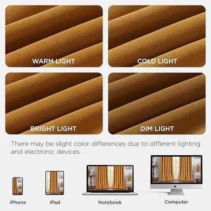 Joydeco Mustard Yellow 100% Blackout Curtains 72 Inch 2 Panels, Luxury Thermal Yellow Velvet Curtains for Bedroom Living Room, Soundproof Blackout Window Drapes, Grommet Top (52W x 72L)