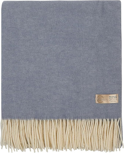 | Wool Blanket/Throw | 100% New Zealand Wool | Perfect for Home and Outdoors | Virgin Wool Throw with Fringes 67"x79" (170 x 200 cm)