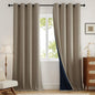 100% Blackout Curtains 84 Inch Length 2 Panels Set for Bedroom/Living Room, Grommet Linen-Look Textured Light Blocking Room Darkening Energy Saving Thermal Insulated Drapes (W52xL84, Taupe)