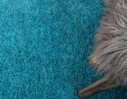 Unique Loom Solid Shag Collection Area Rug (2' 6" x 13' 1" Runner, Deep Aqua Blue)