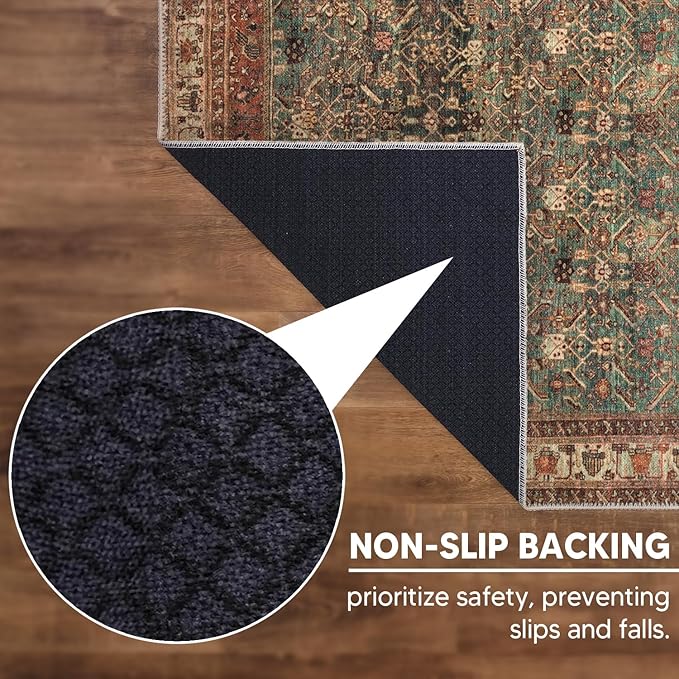 Keen Home Design 3x5 Rug - Machine Washable Entry Rug with Non-Slip Backing, Ideal for Enteryway, Kitchen, Bathroom, Laundry Room - Vintage, Easy Clean, Durable, Low Pile Rug - (3' x 5')