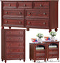 Farmhouse Dressers & Night Stand Set of 4, Wood 54" Wide Dresser & 45" Tall Chest of Drawers, 18" with Charging Station Nightstand Set of 2, Bedroom Furniture Dresser Set for Home Living Room Hallway