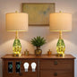 OYEARS 23" Table Lamps Set of 2,Farmhouse Lamps with Glass Nightlight, Bedside Lamps for Living Room, Rattan Lamps for Bedroom Nightstands, Two Light Points