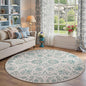 jinchan Torino Classic Floral Round Rug 6ft Vintage-Inspired Design 6’Circle Rug Machine Washable Ultra-Thin Low-Pile Non-Slip Indoor Carpet for Bedroom Dining Room Living Room Entryway