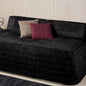 Camden Luxury Bedding | Neutral Onyx Black Color | Fitted Hollywood Daybed Bedding | Faux Suede Box Quilted Design | 5 Piece Set With Extra Long Hollywood Cover, 2 Bolster Shams, and 2 Bolster Pillows
