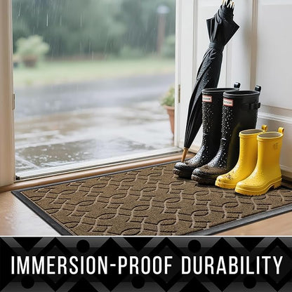 Yimobra Large Door Mat 47x32, All-Season Waterproof Doormat Outdoor Entrance, Heavy Duty Non-Slip Outside Door Mat for Garage Patio Proch Entryway Indoor, Easy Clean, Brown