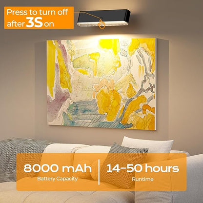 MOITA Battery Operated Wall Sconce Set of 2 Wireless Wall Lamp with Remote Control & Touch Control Rechargeable LED Wall Lights 3 Color Temperatures 360° Rotatable for Bedroom Living Room Black
