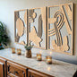 qmmp Modern Wooden Wall Sculptures - Set of 3 - Home Decor Accent - Large Wall Art for Living Room, Bedroom, Office - Easy Installation (Oak, Large - Abstract Shapes)