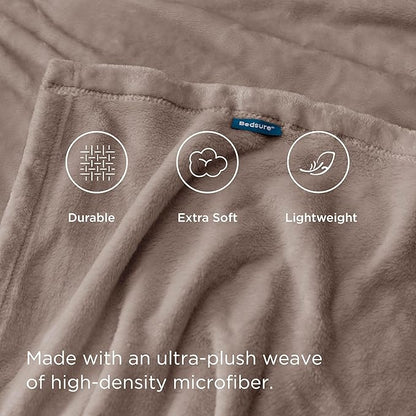 Bedsure GentleSoft Fleece Throw XL Blanket Mocha Brown - 300GSM Soft Lightweight Plush Cozy Blankets for Bed, Sofa, Couch, Travel, Camping, 50x70 inches