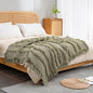 Ultra Soft Pre-Washed Quilted Boho Sage Green Twin Size Blankets for Bed, Olive Green Ruffle Fringed Decorative Throw, Stone Washed Chic Rustic Blanket for Sofa Couch Bed, 60"*80"