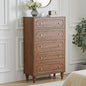5 Drawer Fluted Dresser for Bedroom, Mid Century Modern Chest of Drawers, Wood Storage Large Dresser Organizer for Bedroom Living Room Hallway Closet, Walnut