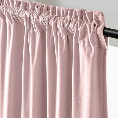 Lazzzy Velvet Blackout Curtains Thermal Insulated Room Window Drapes Super Soft Luxury Curtains for Living Room Bedroom Rod Pocket 2 Panels, Dusty Pink, 52" W x 96" L