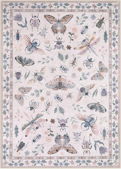 Lahome Insect Washable Small Area Rug, 3x5 Area Rugs for Bedroom Living Room, Non-Slip Soft Accent Throw Carpet for Kitchen Office Entryway Bathroom Office, Pink