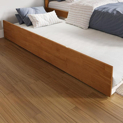 AFI Concord Full Solid Wood Platform Bed with Footboard & Twin Trundle in Light Toffee
