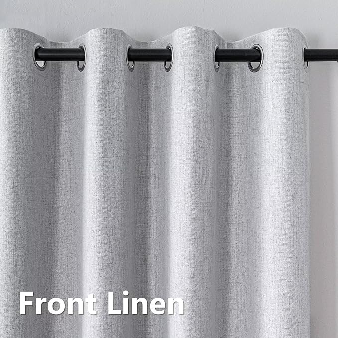 100% Blackout Curtains 90 Inch Length 2 Panels Set, Black Out Curtains for Living Room, Off-White Thermal Insulated Grommet Drapes Bedroom Luxury Decor Privacy(52W × 90L inch, Off-White)