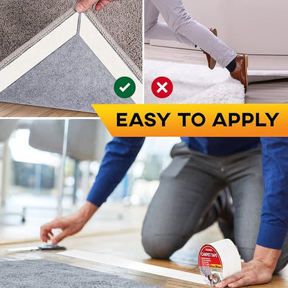 Trazon Carpet Tape Double Sided - Rug Tape Grippers for Hardwood Floors and Area Rugs - Carpet Binding Tape Strong Adhesive and Removable, Heavy Duty Stickers Tape, Residue Free (2 Inch / 30 Yards)