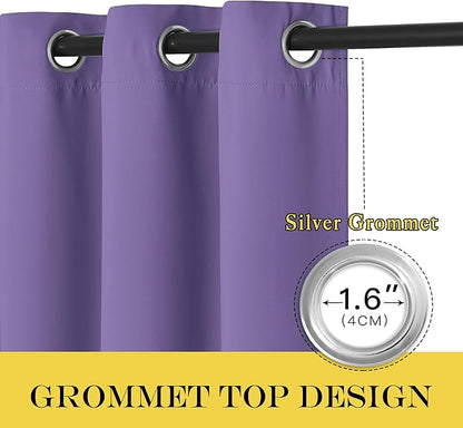NICETOWN Sliding Door Curtain 108 Inches Long - Blackout Thermal Insulated Grommet Room Divider Privacy Drape for Patio Glass Door, 1 Panel, Lilac Purple, 100 Inch Extra Wide