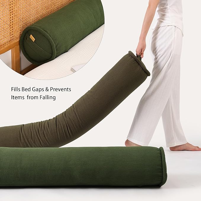 Cuddle Pillow – Corduroy Long Body Pillow for Adults, Cozy Bolster Pillow for Bed, Soft & Supportive for Relaxing Sleep,47 x 7.87 Inches,Avocado Green