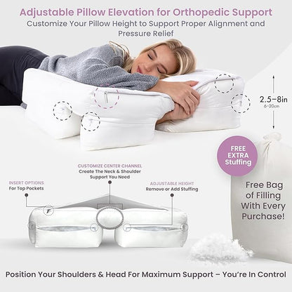 Wife Pillow The Side Sleeper Pillow with Arm Hole for Shoulder Pain - Arm Tunnel Pillow for Side Sleepers, Shoulder Relief & Neck Support Comfort Sleep Pillow for Adults - Down Alternative Fiber Fill