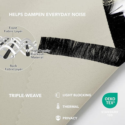 Deconovo Blackout Curtains, Thermal Insulated, W42 x L54 2 Panels, Back Tab, Machine Washable, Room-Darkening Drapes for Bedroom/Living Room Light Beige