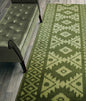 Custom Length Hallway Runner Rug,Slip Resistant,Southwestern Green, 26 Inch X 11 feet, Sold and Priced Per Foot