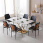 BV Dining Chairs Set of 6, PU Leather Armless Kitchen Chair in Modern Walnut Style, Mid Century Bentwood Side Chair with Metal Legs, Retro Accent Guest Chair for Kitchen Dining Room(Black)