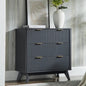 T4TREAM Fluted 3 Drawer Dresser, 32" Tall Modern Chest of Drawers with Faux Marble Top, Curved Profile Design, Wood Drawer Organizer for Bedroom, Living Room, Hallway, Entryway, Dark Grey
