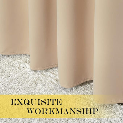 NICETOWN 72 inch Bedroom Curtain, Thermal Insulated Grommet Window Treatments Room Darkening Sound Reducing for Kids Room/Home Office, Biscotti Beige, 1 Panel, W46 x L72