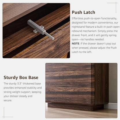 ACCOHOHO 6 Drawer Dresser for Bedroom, 42 Inch Tall Modern Chest of Drawers, Push-to-Open Wood Storgae Organizer with Large Drawers for Bedroom, Living Room, Hallway, Brown