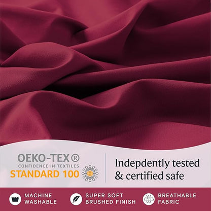 LuxClub 3 PC Twin Sheet Set, Deep Pockets Wrinkle Free Cooling Bed Sheets Hotel Bedding for Women, Men, Kids & Teens, Includes 1 Fitted Sheet, 1 Flat Sheet and 1 Pillowcase-Silky Soft Burgundy