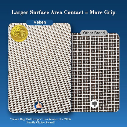 Veken 7x9 Ft Rug Pad Gripper for Hardwood Floors, Non Slip Rug Pads for Area Rugs, Thick Rug Grippers for Tile Floors, Under Carpet Anti Skid Mat, Keep Your Rugs Safe and in Place