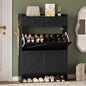 Shoe Storage Cabinet for Entryway, Farmhouse Narrow Shoe Cabinet with 2 Flip Drawers & Top Drawers, Adjustable Shelves & Hooks, Freestanding Hidden Rack Organizer for Hallway, Foyer