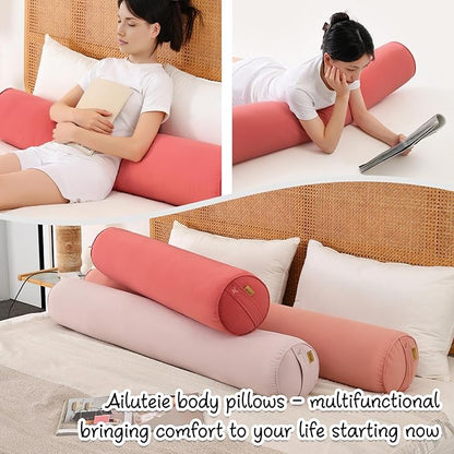 Body Pillow for Adults – Long Bolster Pillow for Bed, Round Cuddle Pillow, Full Support for Side Sleepers,47.24 x 7.87 Inches,Coral Peach