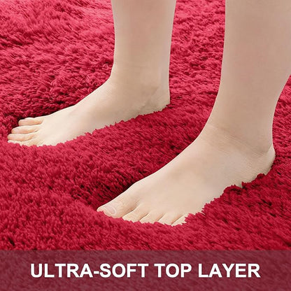 OLANLY 9x12 Machine Washable Large Area Rugs for Living Room, Bedroom, Soft Fluffy Shaggy Bedside Rug, Indoor Floor Carpet for Kids Girls and Boys, Dorms, Nursery, Home Decor Aesthetic, Red