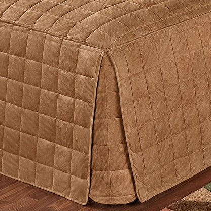 Touch of Class Camden Luxury Bedding | Neutral Camel Color | Grande Fitted Bedspread | Faux Suede Box Quilted Design | Designed 3 Piece Set Includes Cal King Bedspread and 2 King Shams