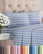 Twin 4 Piece Sheet Set - Cooling, Comfy & Breathable - Hotel Luxury Bedding, Includes Fitted Sheet for Women, Men, Kids & Teens - 1 Flat, 1 Fitted Sheet, 2 Pillowcases w/Deep Pockets - Blue Stripes
