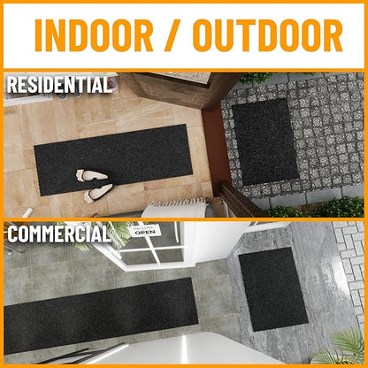 Ottomanson Commercial Scrape Rib Entry Mat – Heavy Duty Ribbed Floor Mat for High Traffic – Non Slip Rubber Back, Waterproof – Indoor Outdoor Use for Offices, Schools, Lobbies, 2' x 2', Black