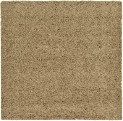 Unique Loom Solid Shag Collection Area Rug (7' 10" Square, Sandy Brown)