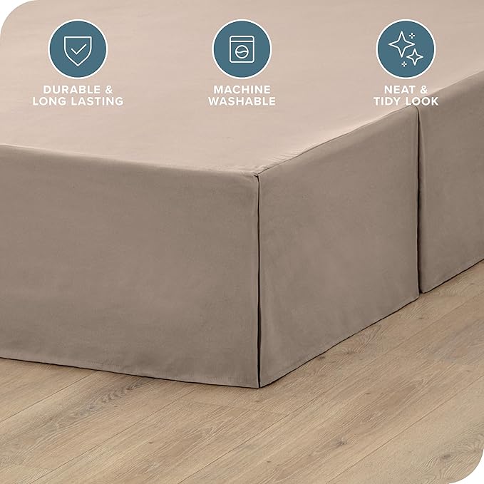 Bare Home California King Bed Skirt - 15-Inch Tailored Drop Easy Fit - Bed Skirt for Cal King Beds - Center & Corner Pleats (Cal King, Taupe)