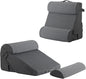 Bedluxe Adjustable 4pcs Bed Wedge Pillow Set, Memory Foam Wedge Pillow Post Surgery for Back, Neck, Leg Pain Relief, Pillow Wedge for Sleeping, Sitting up in Bed, Acid Reflux and GERD, Dark Grey