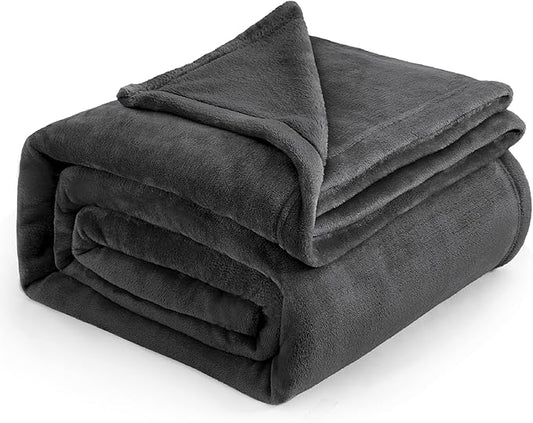 Bedsure GentleSoft Fleece Bed Blankets Large Size Charcoal - Soft Lightweight Fuzzy Cozy Luxury Oversized King Blanket Microfiber, Room Home Decor Gifts for Women and Men, 120x120 inches