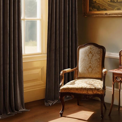 StangH Brown Velvet Curtains 84 inches Elegant Home Decor Blackout Thermal Insulated Soundproof Drapes for Bedroom Large Window/Living Room, W52 x L84, 2 Panels