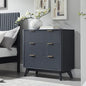 T4TREAM Fluted 3 Drawers Nightstand, Oversized Extra Large Modern Side Table with Faux Marble Top, End Table Bedside for Bedroom, Living Room, Curved Profile Design, Dark Grey