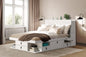 memomad Bali Set: Storage Platform Bed with Drawers + Bookcase Headboard (Full Size, White Wood)