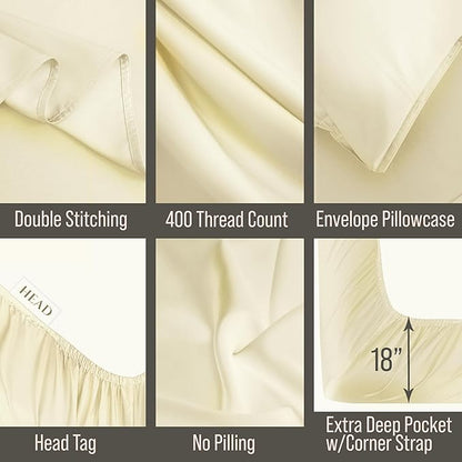 Bella Coterie Luxury Bamboo Viscose Full Size Sheet Set | 100% Organically Grown | Ultra Soft | Cooling for Hot Sleepers | 18" Deep Pocket [Lemonade]