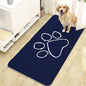 OLANLY Dog Door Mat for Muddy Paws 47x24, Paw Print Design, Absorbs Moisture and Dirt, Absorbent Non-Slip Washable Doormat, Quick Dry Chenille Mud Mat for Dogs, Entry Indoor Entryway Carpet, Navy Blue