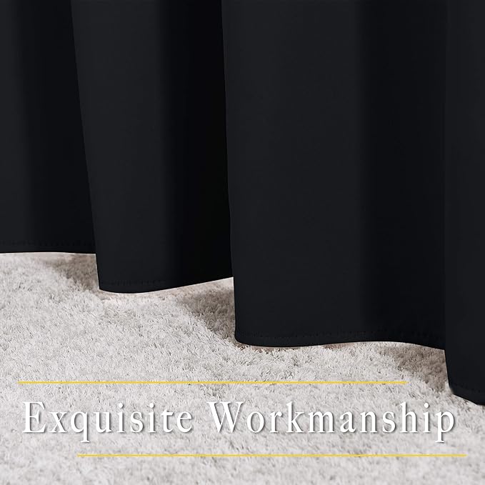 NICETOWN Black Blackout Curtains 30 inch Curtains for Kitchen, Grommet Cafe Curtains Solid Window Treatments Sound Reducing for Bedroom, 2 Panels, W37 x L30, 2 Panels