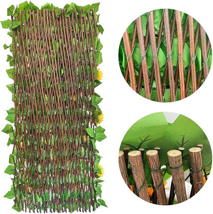 GLANT Expandable Fence Privacy Screen for Balcony Patio Outdoor,Decorative Faux Ivy Fencing Panel,Artificial Hedges (Single Sided Leaves) (4, Sunflowers)