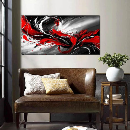 Black White and Red Abstract Print Picture Painting Large Canvas Wall Art for Living Room Bedroom Framed Canvas Wall Decor Modern Room Abstract Wall Decorations Artwork Size 20x40 Ready to Hang